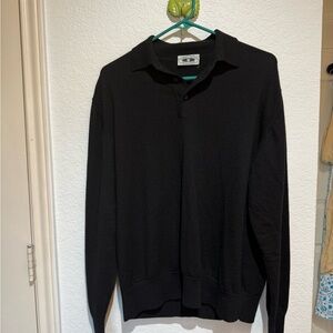 Black V-Neck Sweater with Classic Style 100% Merino Wool